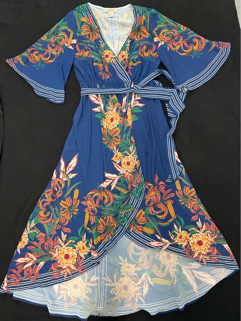 Flying tomato Floral mock Wrap Dress in Royal Blue